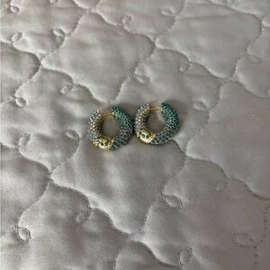 Kendra Scott Gold and Teal Hoop Earrings